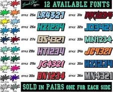 Snowmobile Registration Numbers & Letters 2 Pack Custom 2" vinyl decal pair 2CL