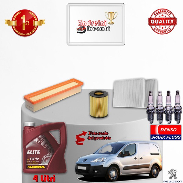 Inspektionskit Filter ÖL Kerzen Peugeot Partner II 1.6 66KW 90CV Von 2013->-image