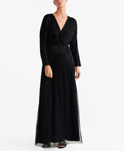 Long Sleeve Beaded Evening Gown NWT 