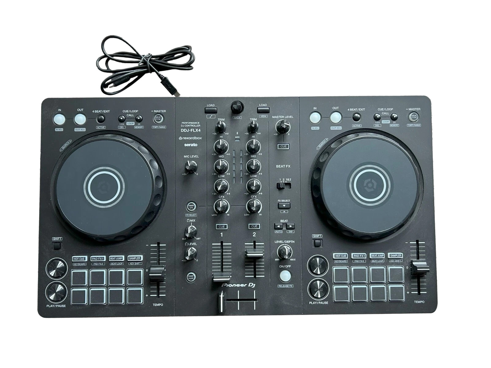 Pioneer DJ Controller DDJ-FLX4 Mixing Rekordbox and Serato 2 Deck Graphite Works