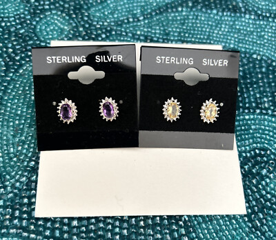2pairs Signed Ross Simons Gold Vermeil Sterling Silver Pierced Earrings