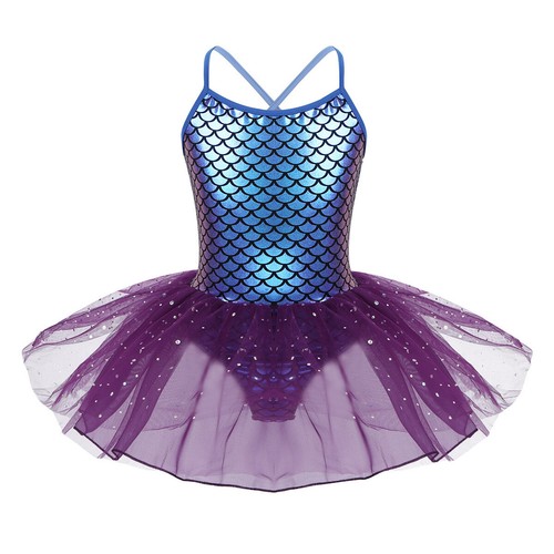 Kids Girls Shiny Mermaid Scales Glitter Ballet Tutu Dress Dance Leotard Costume - Bild 32 von 104
