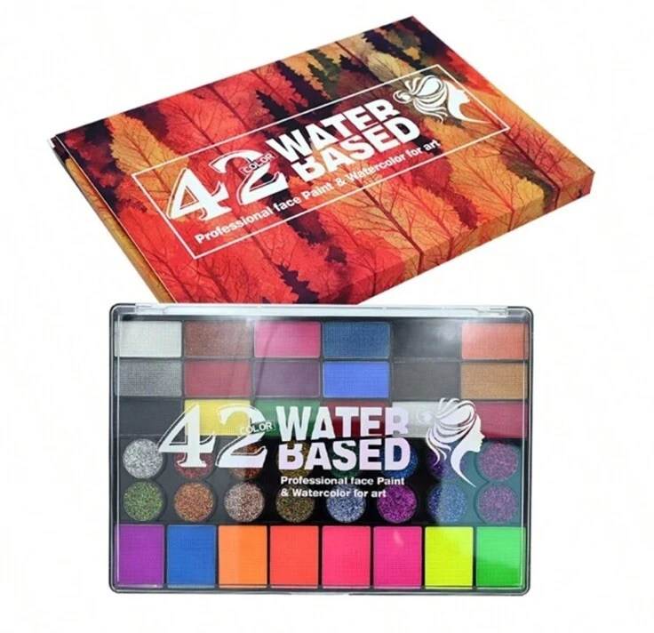 42 Color Water Based Professional Face Body Paint Set SFX Party Watercolor Art - Image 3 of 4