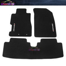 Fit For 01-05 Honda Civic Black Nylon Floor Mats Non-slip Carpets W White Em2