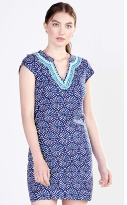 Hatley Kleid Zara Dress blau Türkis weiß Baumwolle Skipped Stones S22SBL1472