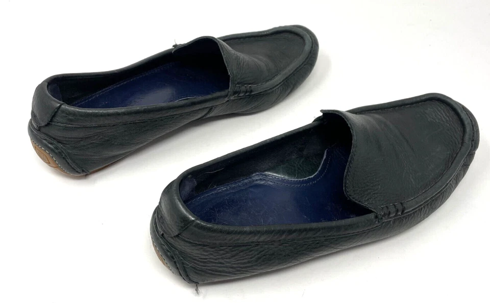 Zapatillas de cuero Cole Hann para hombre 8,5 M negras lisas zapatos cómodos sin cordones #C11543 Foto 4 de 4