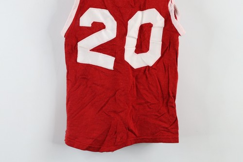 Vintage 60s 70s Boys Size 30 32 Knit Basketball Jersey Starr Red #20 USA - Picture 12 of 12