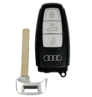 OEM AUDI Keyless Remote Fob Silver 4 Button + UNCUT Key Insert IYZ-AK2 (SHP)