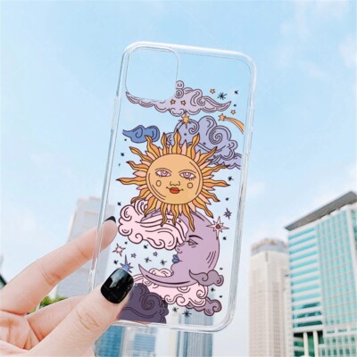 Cute Sun Moon Face Phone Case iPhone 7 8 X XS XR 11 12 13 Soft Silicone Cover