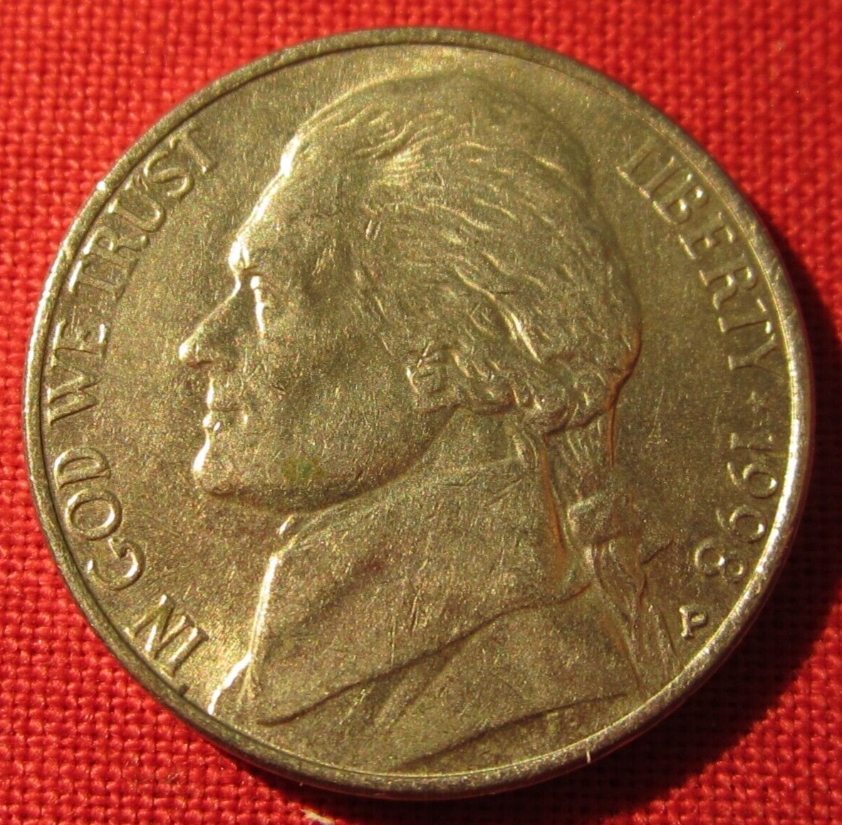 1998 P Jefferson Nickel - Full Steps - Circulated - Actual Coin