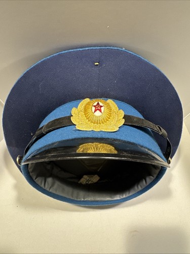 Sowjetische Militär Mütze Offizier Schirmmütze blau UdSSR russisch 1991 Kalter Krieg - Bild 4 von 5