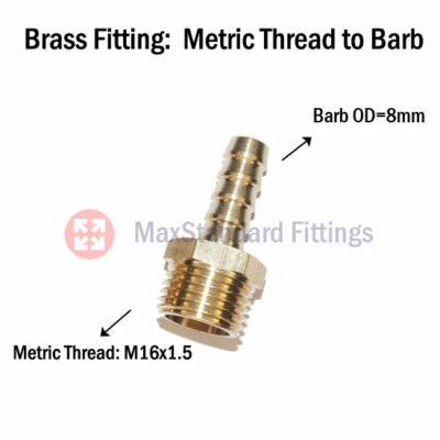 Brass Male Thread M16 M16x1.5 to Barb 8mm 5/16'' Adapter Hose Fitting Connector