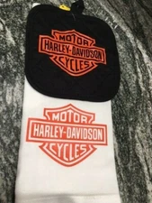 Harley Davidson Motorcycle Kitchen towel and pot holder set