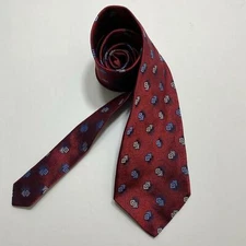 Mark Pendleton Red w/ Gold, Blue, Green, Tan Circles & Squares 60/3.75 Silk Tie