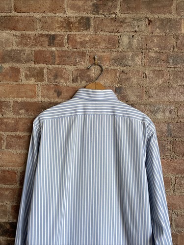 Vtg Polo Ralph Lauren Men’s Dress Shirt, Sz 15.5/34, Blue/White Stripe - Picture 7 of 9