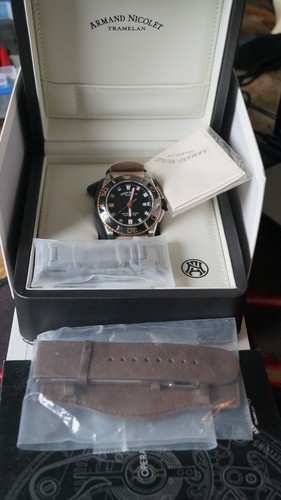 Armand Nicolet JS9-44 Automatic Watch 300M Diver A480ASN Black Rose Gold date @3 - Picture 1 of 21