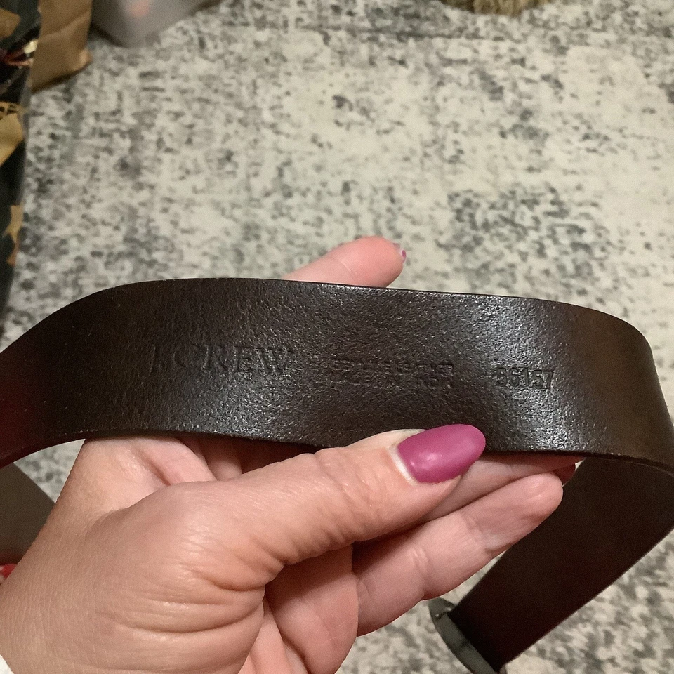 J. Crew 正品棕色皮革腰带带花卉圆形金属扣,尺寸 M — 第 4/4 张图片