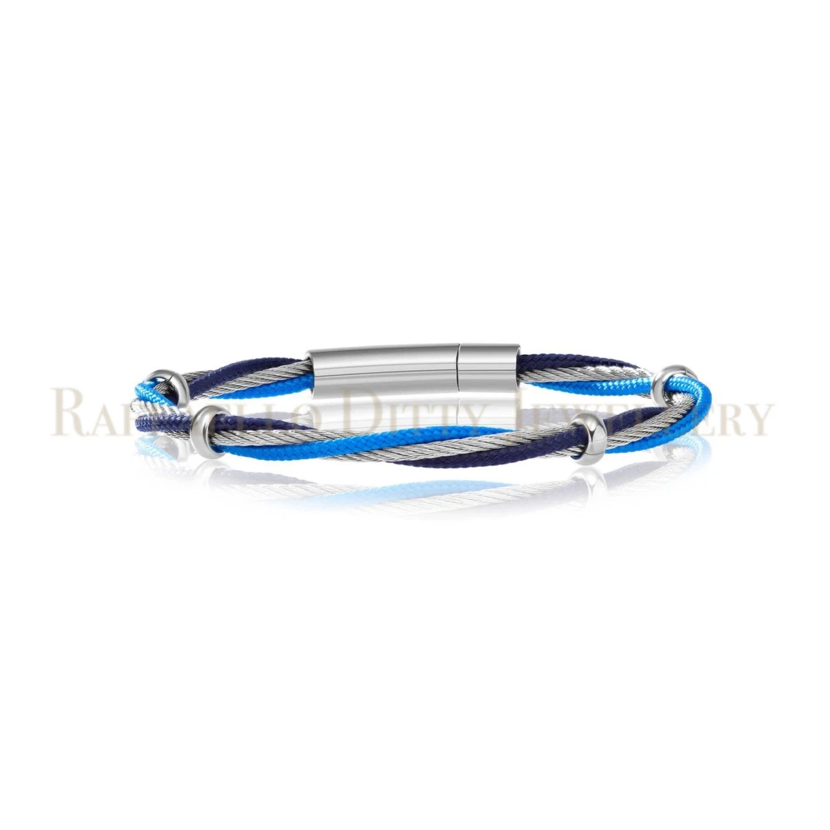Men s Braided Bracelet Stainless Steel Jewelry 3 Strand Polyester