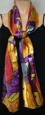 Picasso Style Polyester Neck Scarf Multi Color 60 inch long