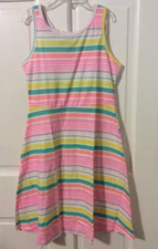 JUMPING BEANS GIRLS ALL DAY PLAY BRIGHT MULTI STRIPE SKATER  DRESS SIZE 10
