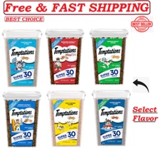 TEMPTATIONS Classic Cat Treats - Crunchy and Soft, 30 Oz. Tub (Select Flavor)