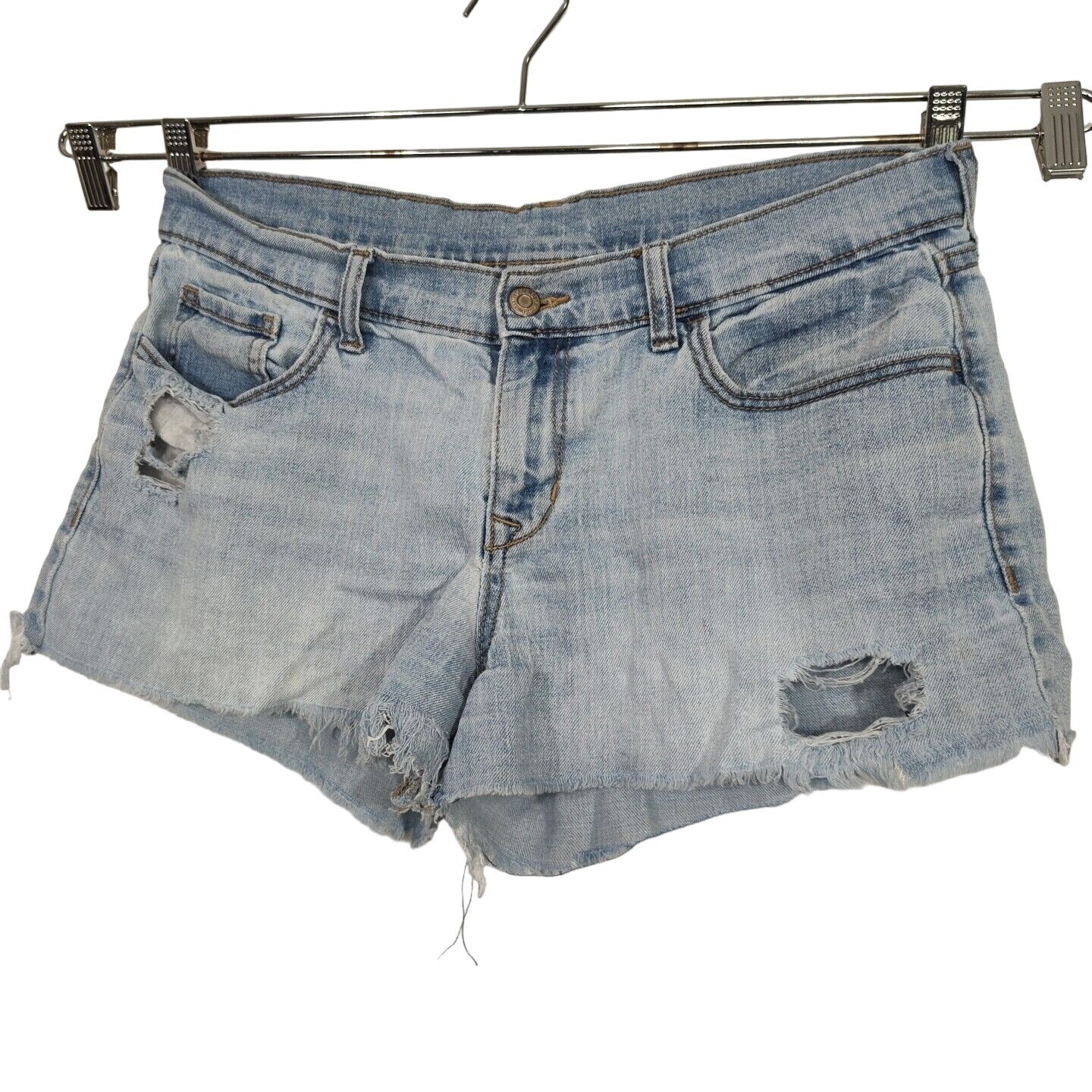 Gap Faded Blue Raw Hem Denim Booty Shorts Women Size Ripped - Main Image