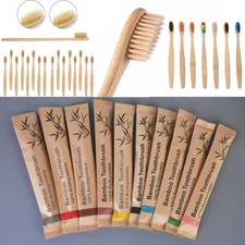 5Pcs Eco Friendly Natural Bamboo Toothbrush Wood Medium Adult Healthy Brush