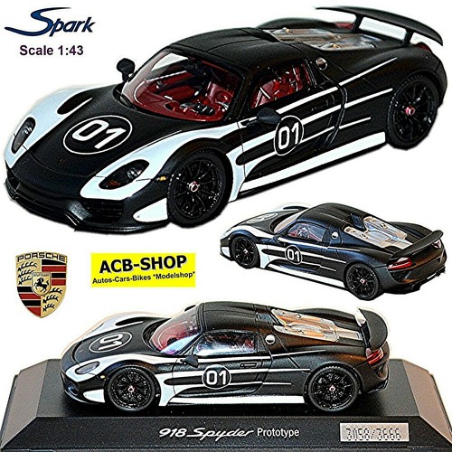 Porsche 918 Spyder prototype mat noir mat noir 1:43 Spark - Photo 1/8