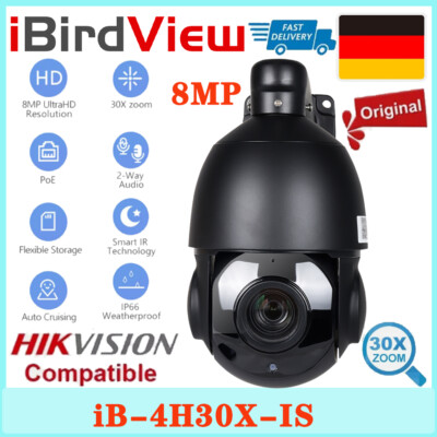 iBirdView 8MP 30x optischer Zoom Zweiwege-Audio IP66 POE Speed Dome  PTZ Kamera