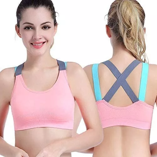 Sports Padded Wire Free Push Bra Color Baby Peach For Gym Size 34