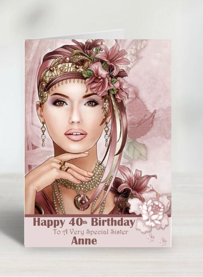 FORGETMEKNOT79 Personalised Birthday Card Art Deco Female Daughter Wife Sister Friend Nan