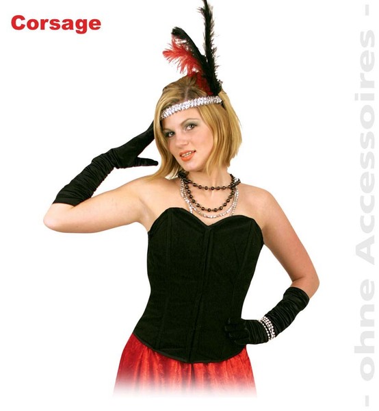 Fasching Halloween Corsage Schwarz Gr. 44 Karneval KostüM Neu-image