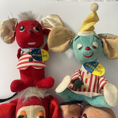 4 VTG KAMAR DAKIN Dream Pets Treasure Pets Stuffed 5”-6” Mouse LOT