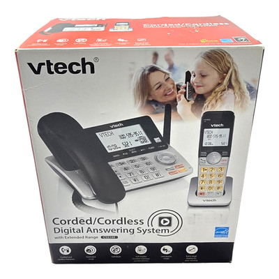 VTech CS5249 DECT6.0 Expandable Corded Cordless Phone Answering System Open Box