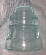 CLEAR GREEN TURQUOISE VINTAGE HEMINGRAY- 42 GLASS INSULATOR MADE IN USA 4" HEAVY