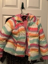 NEW SWISS TECH Girls Stripe Winter Puffer Jacket Coat Hood XXL 18