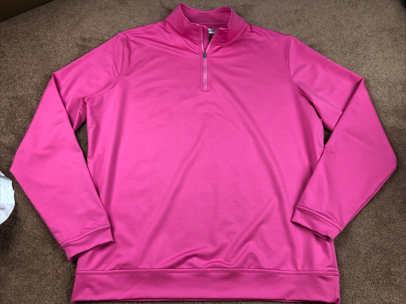 Peter Millar Solid Pink 1/4 Zip Pull Over Size La… - image 2