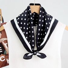   Black Polka Dots Paisley Print 100 Mulberry Silk Shawl Scarf Necktie Kerchief