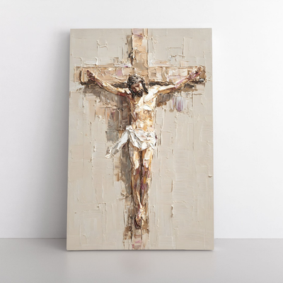 Jesus Christ on Cross Crucifixion Painting Print on Framed Canvas