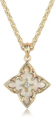 Gold Clover Necklace for Women Dainty 14K Gold Plated CZ Pendant Necklace Adjust
