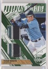 2019 Elite Extra Edition Dual Prospect Materials Emerald 2/10 Evan White 0s3