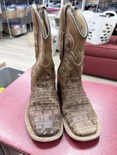 Old West Children's Gator Print Square Toe Western Boots Size 2Y GOOD