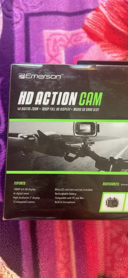 RECHARGEABLE EMERSON HD ACTION CAMERA, 4X DIGITAL ZOOM, NEW SPORTS CAM - Image 4 of 4
