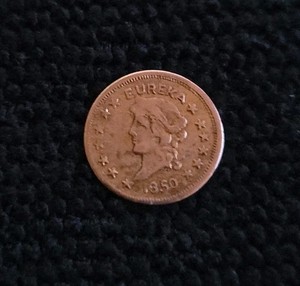 1850 Eureka California Gold One Dollar Coin Liberty Bear Restrike