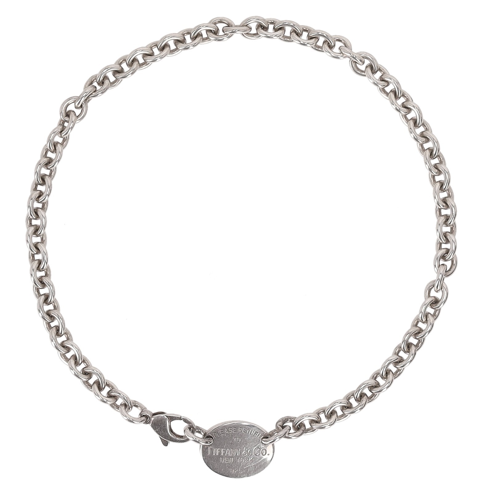 Tiffany & Co. Return To Tiffany 925 Sterling Silver Oval Tag Necklace