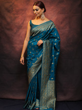 Designer Sari Bollywood Bridal Silk Saree Blouse South Indian Ethnic Ready made