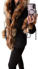 Giacca invernale con pelliccia donna taglia 36/38 collo volpe e fodera interna Leo