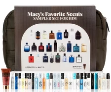 MACY'S Favorite Scents 26 Men's Fragrance Sampler Holiday Set~25 Vials+1 Lotion