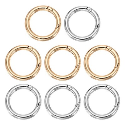 Metal Spring O Ring, Round Carabiners Clips 1.4 Inch & 8 Pcs & Light Gold/Silver