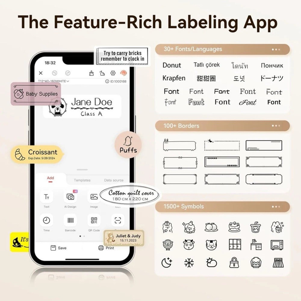 Portable D11 Wireless Label Maker Machine with Included Tape